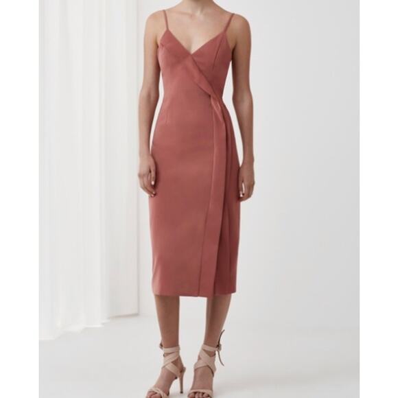 Keepsake The Label XSmall Mauve Pink Spice Overpowered Midi Dress VNeck Cocktail - Picture 11 of 13